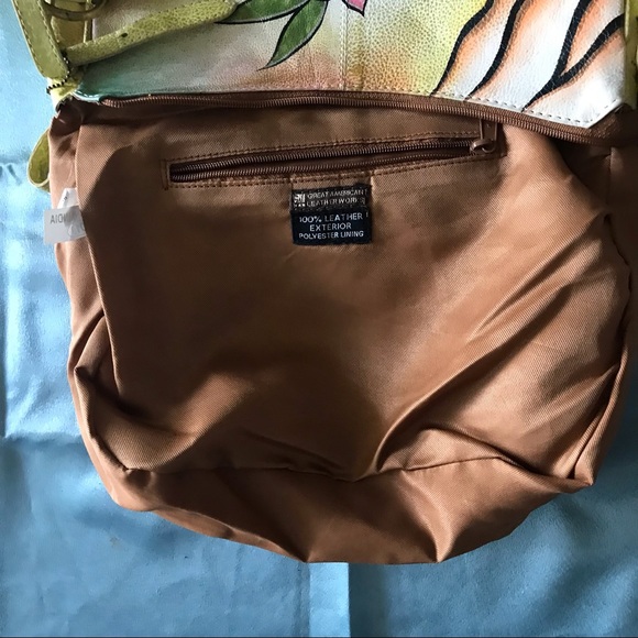 Great American Leather works Purse Handbag Floral Painted Leather - Picture 7 of 10